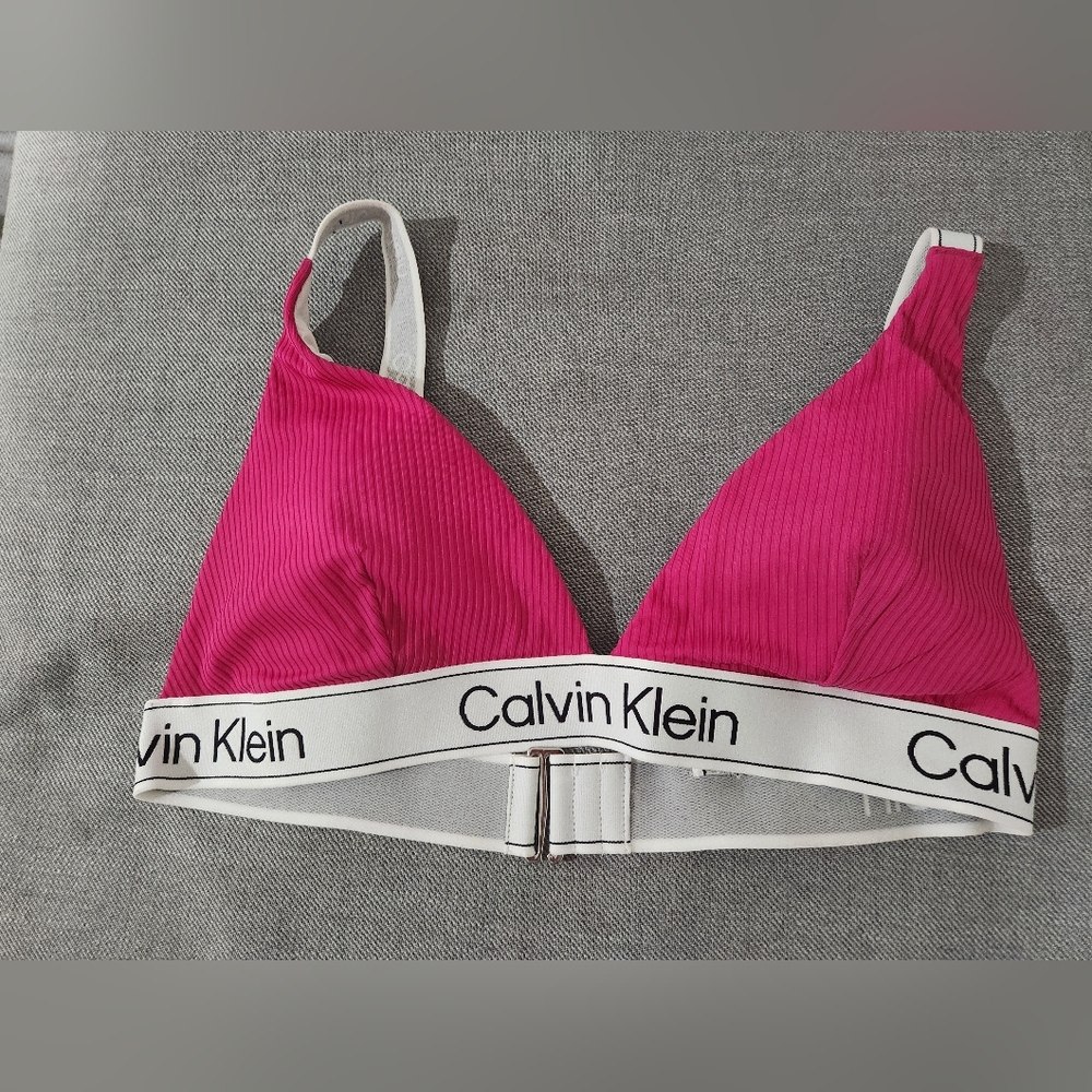 Calvin Klein Fuchsia Bikini Top with Logo Band